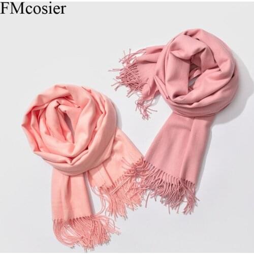 1 Piece 2021 Autumn Winter Ladies Solid Color Cashmere-like Long Warm Shawl Head Scarf With Tassels For Women Scarfs 210x70cm