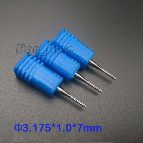 10PCS 3.175*1.0*7.0mm CNC machine Engraving Edge Cutter,solid carbide PCB End Mill,PCB corn cutter,Mini Milling cutter bit