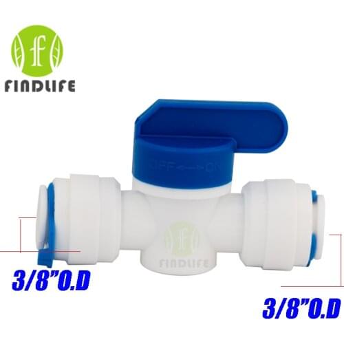 2 pcs Water Filter Parts 3/8" * 3/8"OD Tube hand Ball Valve Quick Connect Switch Water Purifier Reverse Osmosis System