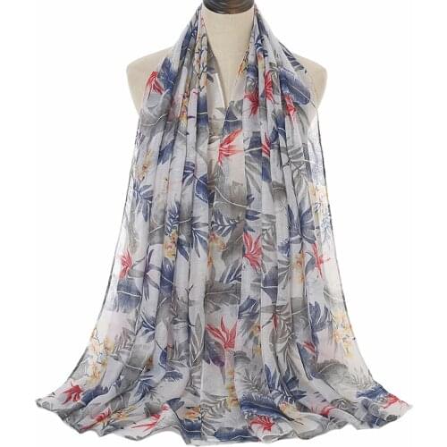 2020 New Arrival Floral Printed Cotton Scarf Shawls Fashion Women Hijabs Big Size Muslim Head Wraps Mufflers Stoles 1PC Retail