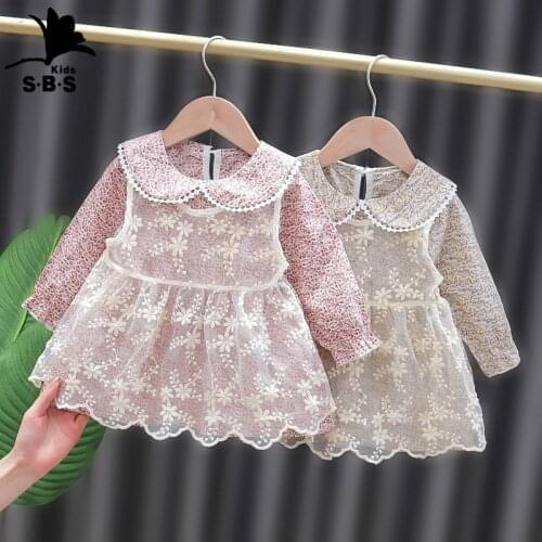2021 Girls Spring and Autumn Dresses Baby Girls Western Princess Dress Korean Version of The Little Girl Doll Collar Lace Dress