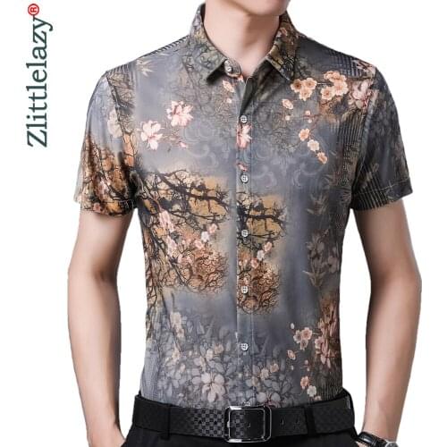 2021 Short Sleeve Men Social Shirt Summer Streetwear Casual Hawaiian Floral Shirts Dress Mens Slim Regular Clothes Fashions 2031