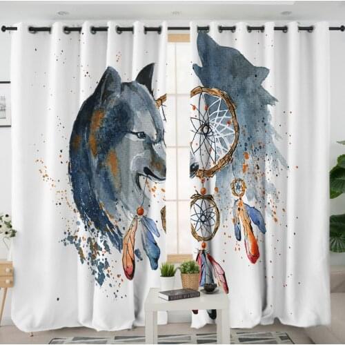 3D Window Curtains Cortinas De Dormitorio Bohemian Feather Wolf Room Home Decor Rideau De Fenetre Drapes Cotinas Rideau Salon