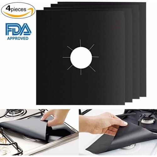 4pcs Non Stick Non Stick Grilling Mats BBQ Mesh Churrasco Roaster Cooking Tools 30*40cm Black Round Square