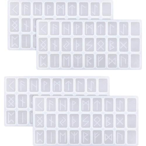 4 Pack Rune Stones Resin Molds Energy Symbol Casting Mold for Making DIY Craft Jewelry Pendants Making