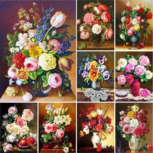 5D DIY Diamond Painting Flower Rose Full Drill Square Round Picture Diamond Embroidery Peony Flower Handmade Gifts Home Decor