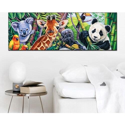 Large size Diamond Painting Safari friend Landscape Diamond Mosaic Full Display Diamond Embroidery Sale Giraffe Panda Orangutan