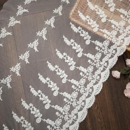 White Lace Fabric 42cm Wide Sewing Accessories For Needlework Dress Curtains Decorative DIY Crafts Lace Ribbon By Yard 2021new