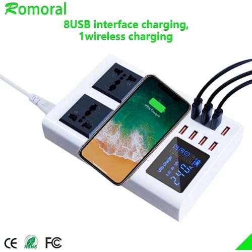 Wireless Charger With Led Digital Display USB Charger Adapter For xiaomi huawei samsung