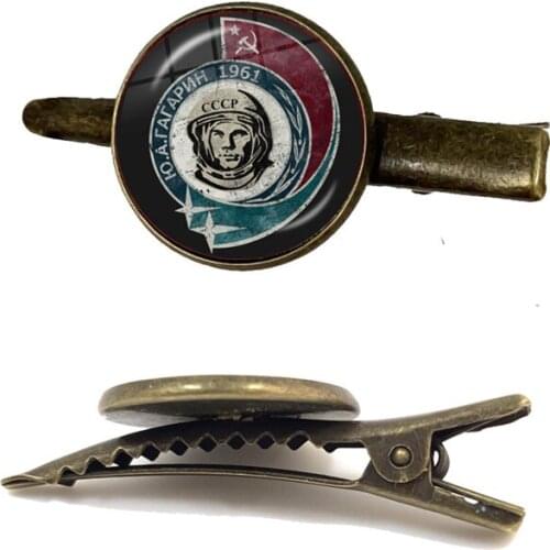 CCCP Soviet Badges Russia Tie Clip Space Flight Universe USSR Soviet Communism Symbol Charm Tie Clasp For Men Shirt Gift