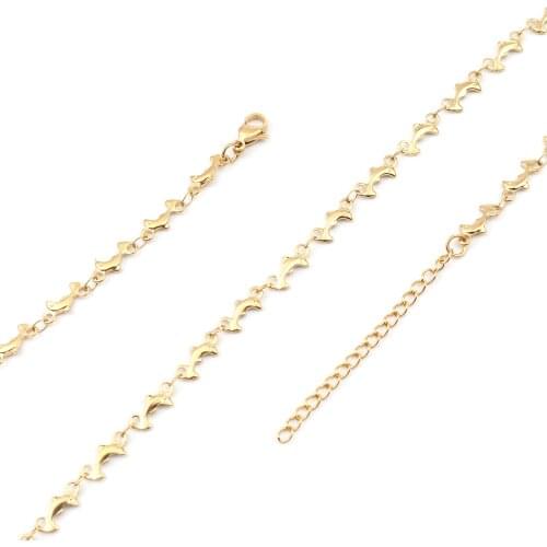 1 PC 45cm 304 Stainless Steel Necklace For Men Women Jewelry Leaf Gold Color Chains DIY Earrings Necklace Findings Wholesale
