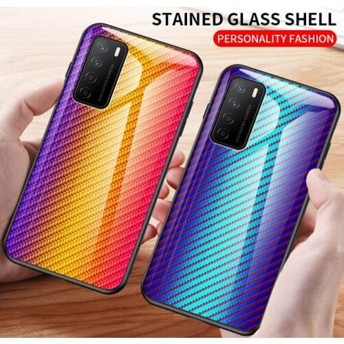 For Huawei Honor Play4 Play 4T Pro Case Carbon Fiber pattern Tempered Glass Phone Cover For Honor Play 3 Case Anti-fall Coques