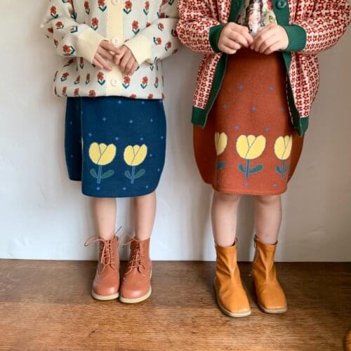 Toddler Girl Knitted Skirts Children Knit Dress Toddler Fall Winter Korea Style Short Dress Sister Matching Clothes