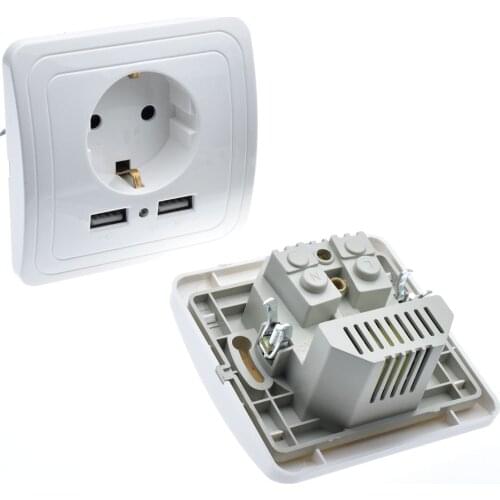Dual USB Port 2000mA Wall Charger Adapter Power Socket With Usb EU Standard Plug Socket Power Outlet Panel