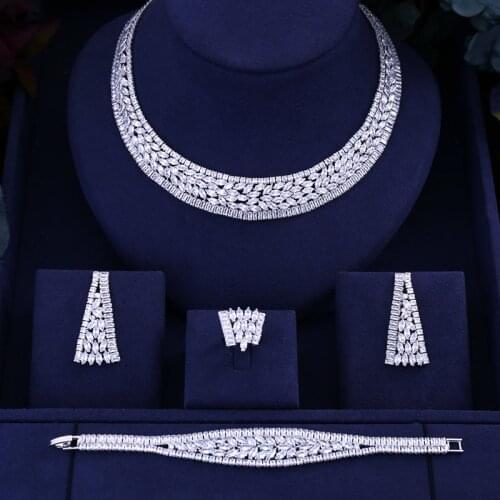 Jankelly Hotsale African 4pcs Bridal Jewelry Sets New Fashion Dubai Jewelry Set For Women Wedding Party Accessories Design