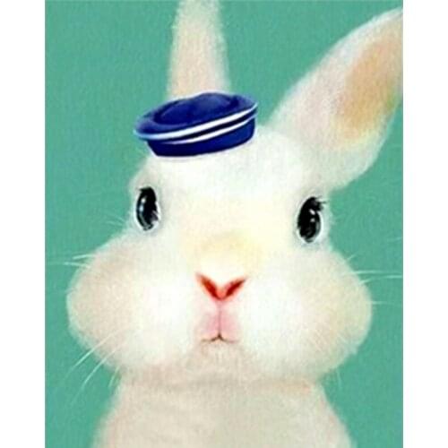Painting By Numbers DIY Dropshipping 50x65 60x75cm Bunny In A Navy Hat Animal Handmade For Living Room Wall Decor Oil Painting