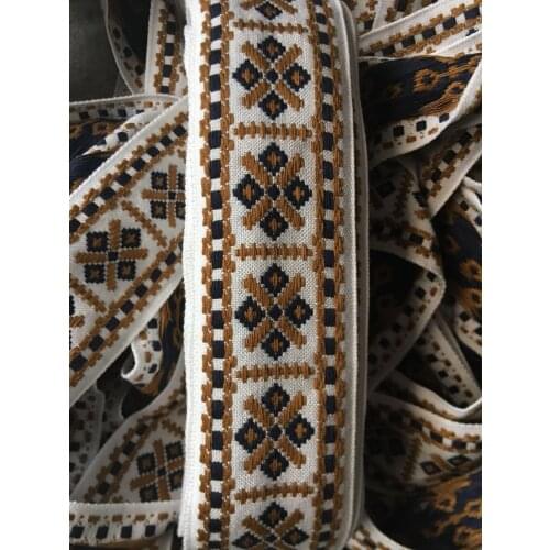 Classic Lattice Leisure Series 50MM 10YARDS / LOT Woven Jacquard Ribbon National Embroidery Ribbon DIY handmade accessories