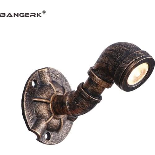 Indoor LED Sconces Retro Water Pipe Wall Lamp Loft Rust Iron Wall Light Industrial Luminaire Aisle Bedside Home Decor Lighting