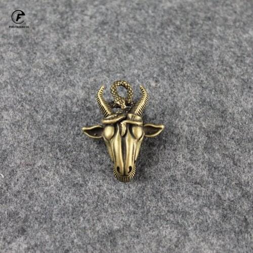 Copper Snake Sheep Head Home Decor Ornaments Creative Mini Animal Statue Crafts Desk Decorations Vintage Miniatures Figurines