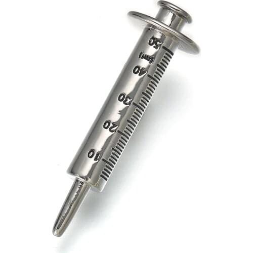 20 pcs Syringe Metal Brooch Silver Pin Doctor Nurse Gift Medical Jewelry for MD Medical Student
