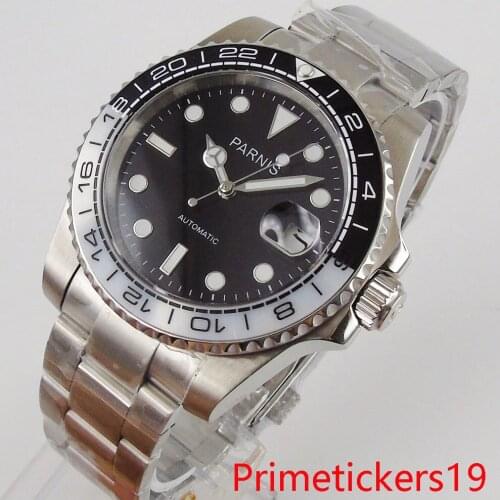 40mm PARNIS automatic men watch miyota movement date indicator sapphire glass bracelet clasp
