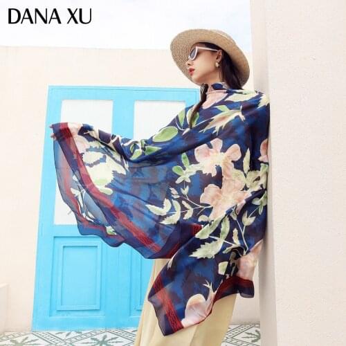 2021 New Femme Silk Scarf Women Luxury Brand Flower Summer Beach Blanket Bandana Muslim Hijab Foulard Pashmina Silk Hand Scarf
