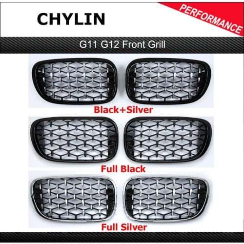 A Pair Top Quality ABS Material Grille For BMW 7 Series G11 G12 Diamond Grille Meteor Style Front Bumper Grill Car Styling 2016