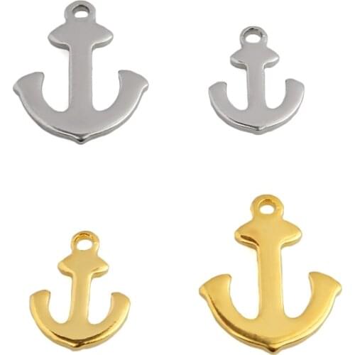 HXD 20pcs 12x9mm/16x13mm stainless steel anchor pendant, two styles of anchor rudder decoration, used for DIY jewelry making