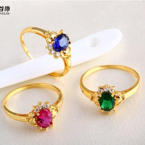 Supply Jewelry Ruby Multicolor Ring Tassel Retro Plated 24k Gold Ring Female Jewelry