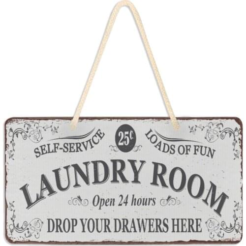 Laundry Room Rectangular Door Sign Home Decoration Hanging Pendant Accept Custom Personalized PVC Wall Plaque Garden House Decor