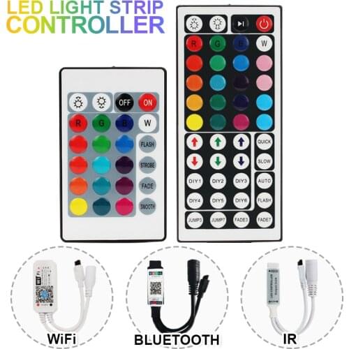 RGB Remote Dimmer Controller For Led Light Strip Controller SMD 2835 5050 LED Lights 24 Keys 44 Keys LED IR Bluetooth WIFI