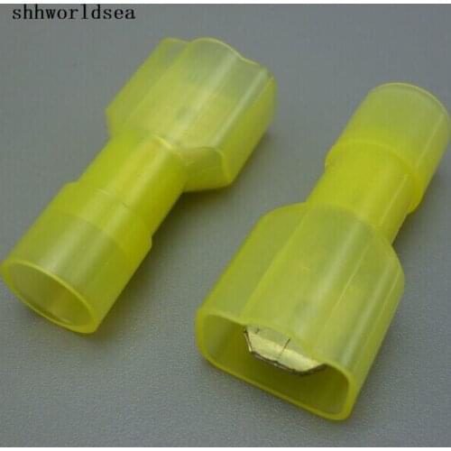 Shhworldsea 500pcs male yellow Spade Crimp Connector Wire Terminal for 12-10AGW wire