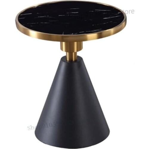 Light Luxury Coffee Table Small Apartment Simple Modern Living Room Stainless Steel Marble Sofa Side Table Hotel Small Round Tab