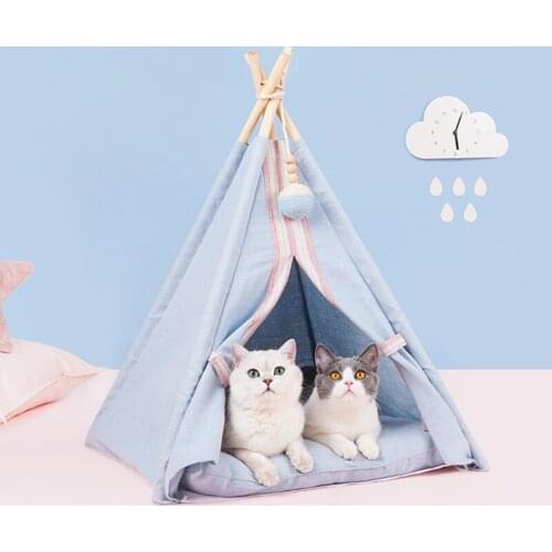 Nordic Style Fresh Four-season Universal Semi-enclosed Pet Tent Soft Comfortable Dog & Cat Bed Houses Pet Sleeping Mat Cat Tent