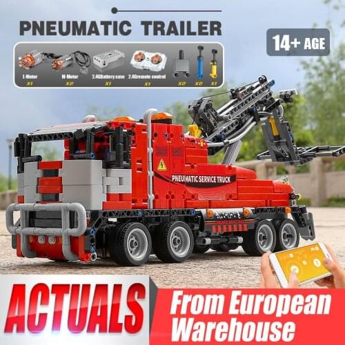 MOULD KING 19001 High-Tech Toys The APP RC Motorized Pneumatic Service Truck Model Building Blocks Bricks Kids Christmas Gifts