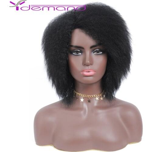 Y demand Hair Synthetic Wigs Kinky 6Inch Short Wigs Straight Hair For Women Kanekalon 3 Colors Black /Brown Heat Resistant Wig