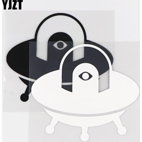 YJZT 12.2×11CM Interesting Flying Saucer Vinyl Decal Personality Ufo Car Sticker Body Decor Black / Silver 10A-0479