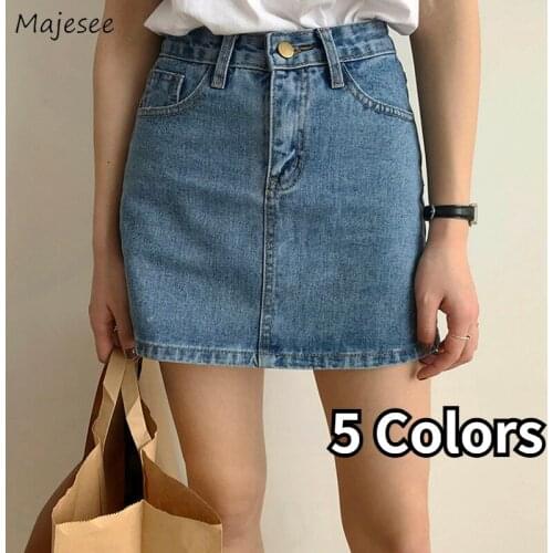 Skirts Women Denim Straight High Waist Casual Sexy Girls Slim Mini Lovely Basic Vintage Students Ulzzang Chic Streetwear Newest
