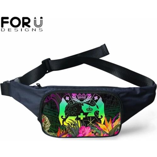 FORUDESIGNS Women Waist Bag Luxury Designer Belt Bag Hibiscus Flower Tonga Polynesian Female High Quality Fanny Pack Belt Bags