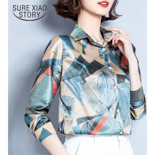 2020 Long Sleeve Tops Womens Tops and Blouses OL Chiffon Blouse Shirts Korean Top Button Printing Floral Blusas Feminias 7921 50