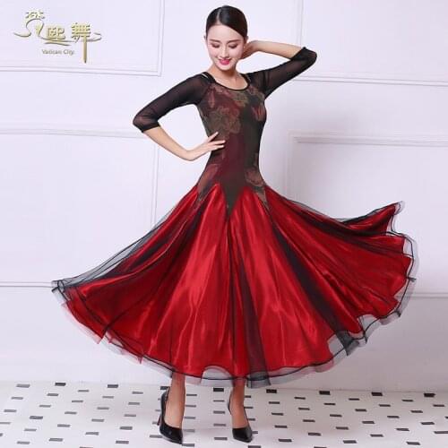 Lady Customized Ballroom Dance Dress Girls Dancing Competition Dress Tango Flamenco Suit Waltz Dancing Customes O Neck D-0372