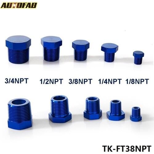 10PCS/LOT Aluminium Hex Head Plug Fittings 3/8"NPT Male NPT Air Fuel Water Blue AF-FT38NPT
