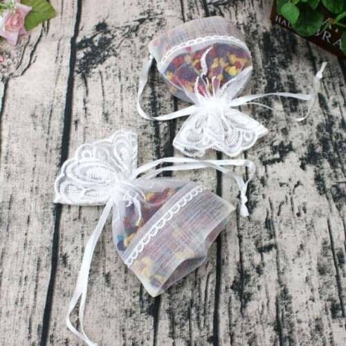 100pcs 10x14cm Rustic Small Lace Flower Favor Bags Wedding Gift Bags Pouch Candy Bags Storage Packaging ZA6474