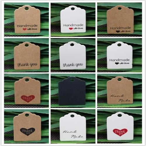100pcs 3x2cm Kraft Paper Tags Handmade with Love Hang Tags Garment Tags for Candy/Gift/Cookies Display Packing Label Card