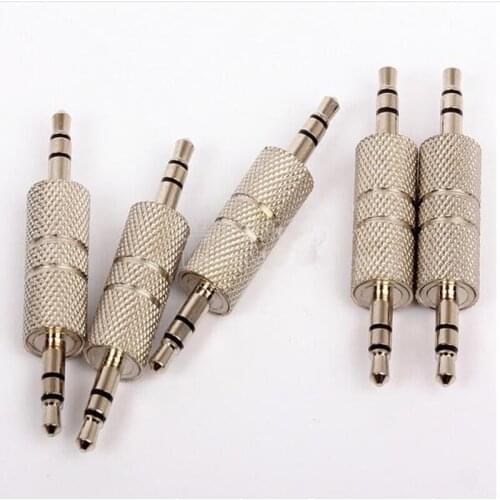 2 Pcs 3.5-3.5 Silver Metal Guitar Adapter Cable Adapter Long Instruments Accessories