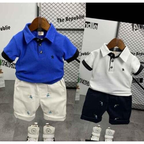 2020 2pcs Summer Baby Boy Children Causal embroidered Suit T-shirt + Shorts Boys Clothes Kids Clothes sets 2-7