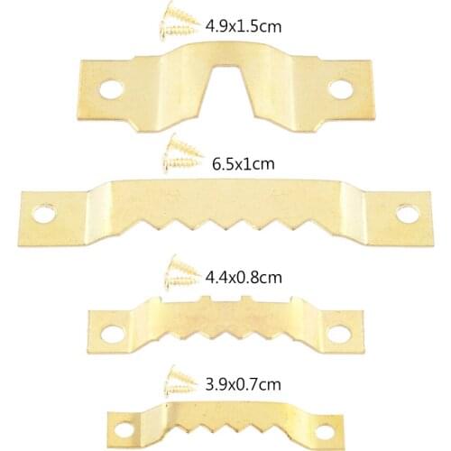 25Pcs Golden Small Heavy Duty Sawtooth Picture Frame Hanger Hanging Photo Wall Oil Painting Mirror Saw Tooth Hooks with Screws