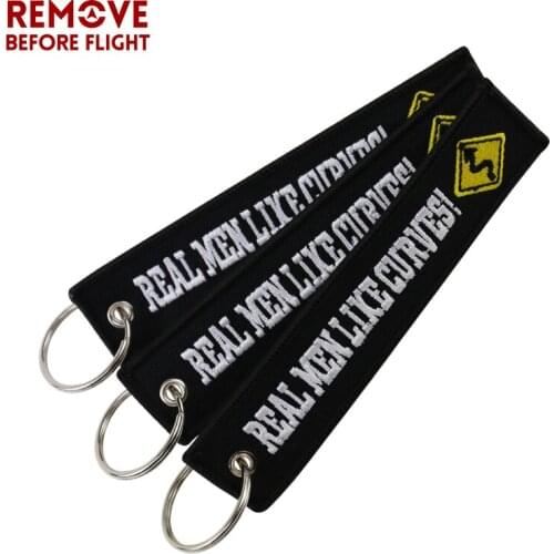 3PCS Black Embroidery Keychain for Motorcycle Cars llaveros Key Ring Real Men Like Curves OEM Key Fobs Car Chaveiro Bijoux