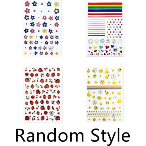 4 Styles Cute Nail Patch Spring Flower Rainbow Strawberry Cherry Small Fresh DIY Design Decoration Nail Art Sticker Manicure