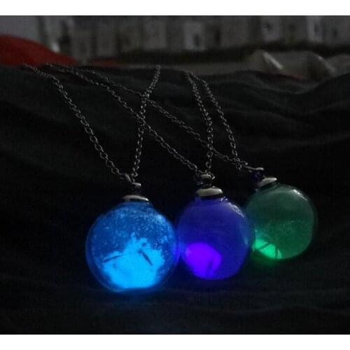 5pcs Dandelion glass ball luminous Fluorescent sand necklace for Hallowmas gift